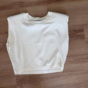 All Saints Cream Boxy Tank with Shoulder Padd